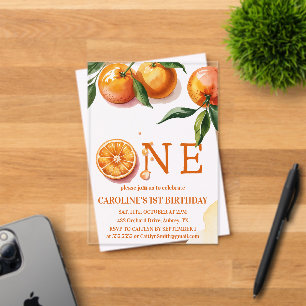 Little Cutie Orange 1st Birthday Party Invitation