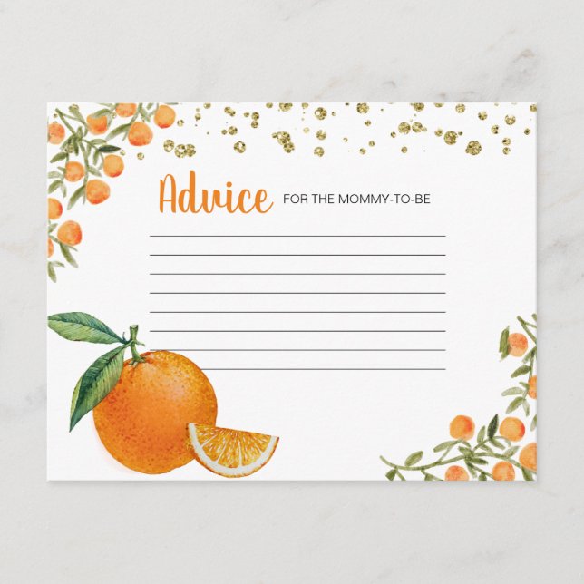 Little Cutie Orange Advice Card (Front)