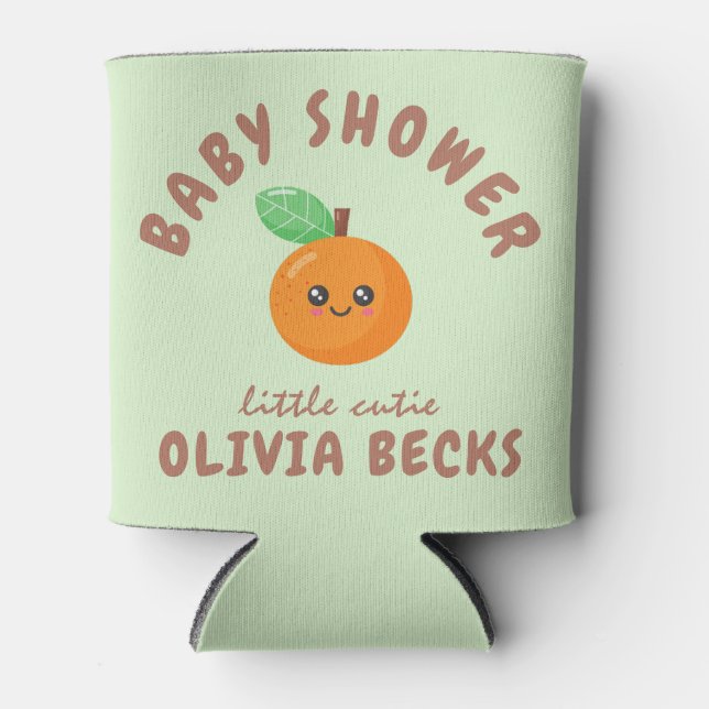 Little Cutie Orange Baby Shower  Can Cooler (Front)
