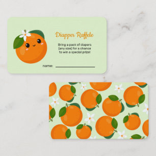 Little Cutie Orange Baby Shower Diaper Raffle Enclosure Card