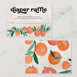 Little Cutie Orange Baby Shower Diaper Raffle Enclosure Card