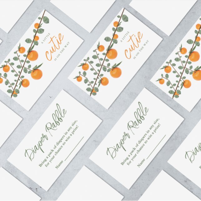 Little Cutie Orange Baby Shower Diaper Raffle Enclosure Card (Creator Uploaded)