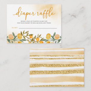 Little Cutie Orange Baby Shower Diaper Raffle Enclosure Card
