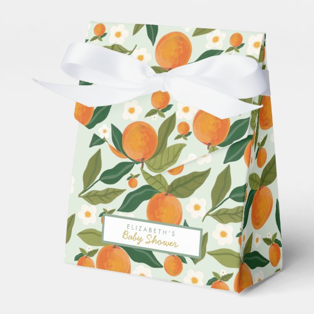 Little Cutie Orange Baby Shower Favour Box (Front Side)
