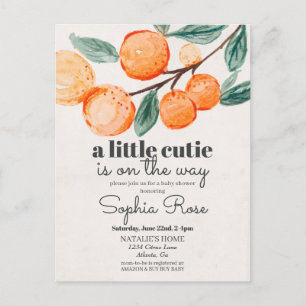 Little cutie orange baby shower invite postcard