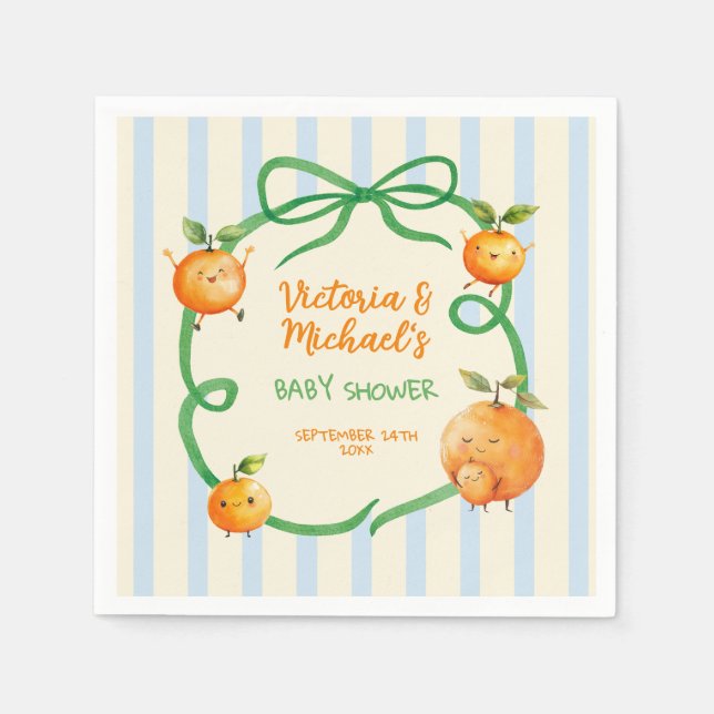 Little Cutie Orange Baby Shower Napkin (Front)