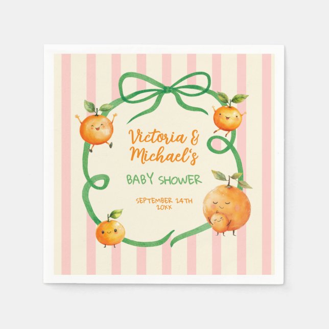 Little Cutie Orange Baby Shower Napkin (Front)