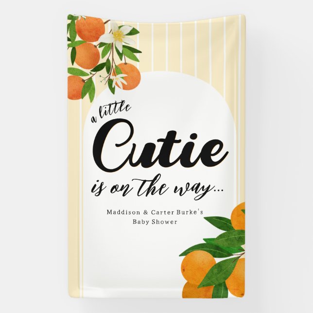 Little Cutie Orange Baby Shower - Organic Market Banner (Vertical)