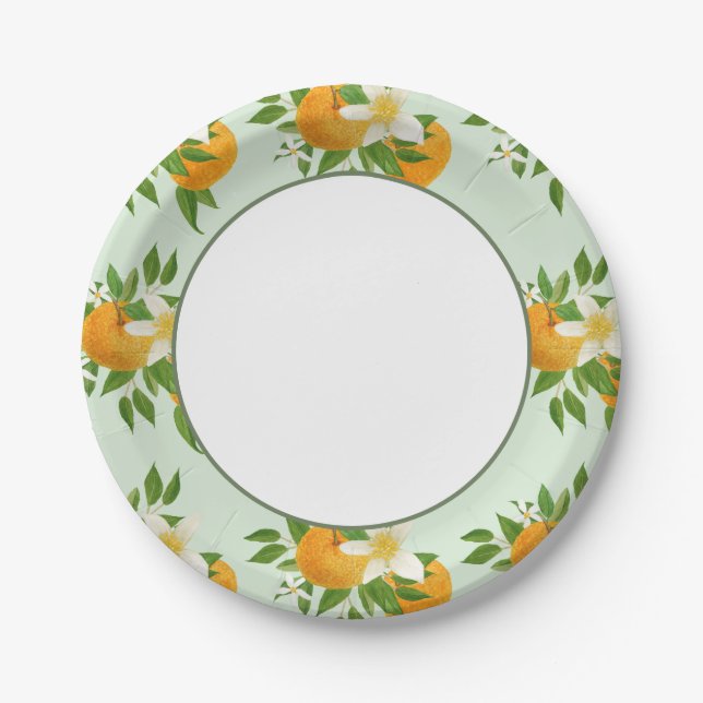 Little Cutie Orange Baby Shower - Organic Market Paper Plate (Front)