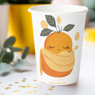 Little cutie orange Baby shower Paper Cups