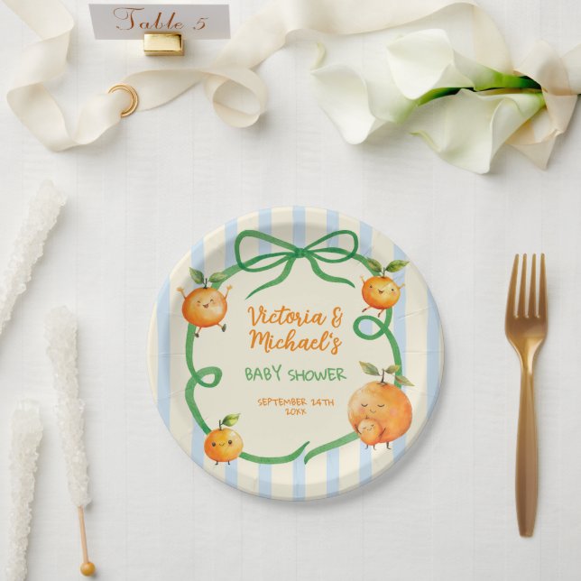 Little Cutie Orange Baby Shower Paper Plate (Wedding)
