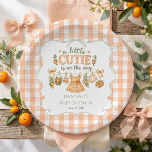 Little Cutie Orange Baby Shower Paper Plate