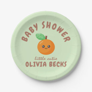 Little Cutie Orange Baby Shower  Paper Plate