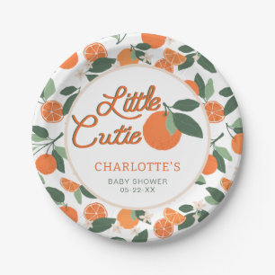 Little Cutie Orange Baby Shower Paper Plates