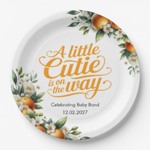 Little Cutie Orange Baby Shower Personalized Paper Plate