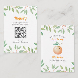 Little Cutie Orange Baby Shower Registry QR code Enclosure Card
