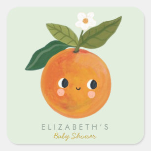 Little Cutie Orange Baby Shower Square Sticker