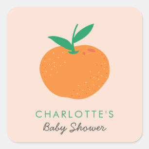 Little Cutie Orange Baby Shower Square Sticker