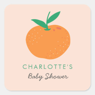 Little Cutie Orange Baby Shower Square Sticker