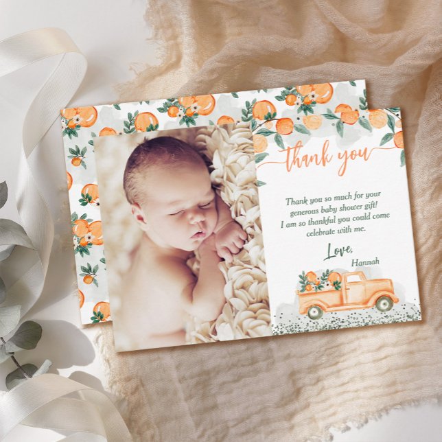 Little Cutie Orange Baby Shower  Thank You Card (Creator Uploaded)