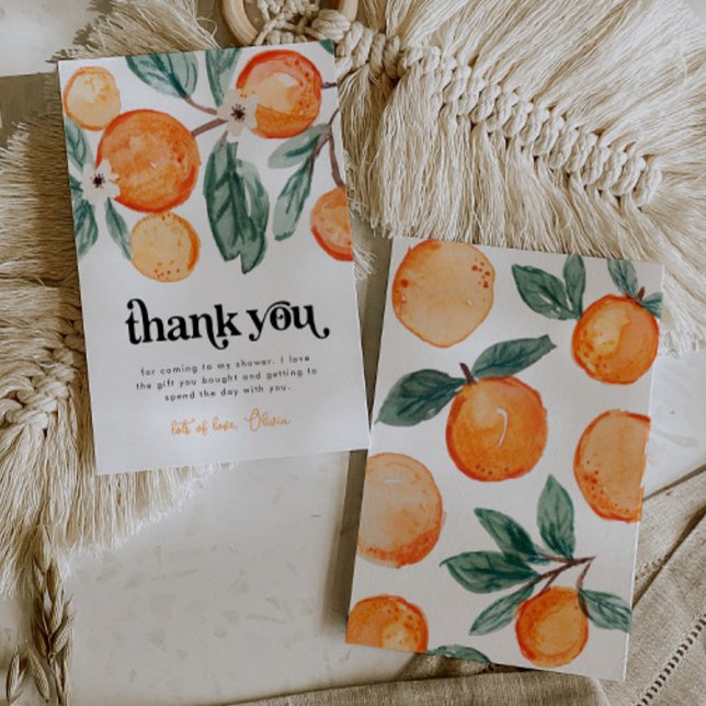 Little Cutie Orange Baby Shower Thank You Card (Creator Uploaded)