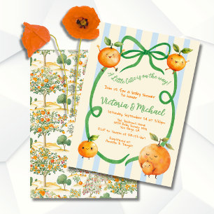Little Cutie Orange Baby Shower Toile Invitation