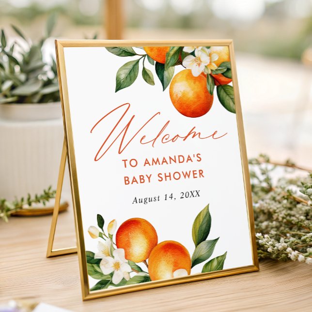 Little Cutie Orange Baby Shower Welcome Sign (Creator Uploaded)