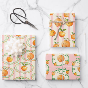 Little Cutie Orange Baby Shower Wrapping Paper Sheet