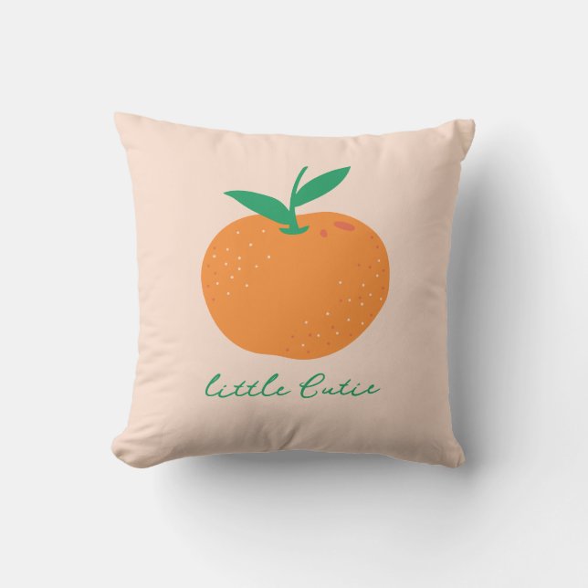 Little Cutie Orange Baby Throw Pillow (Front)