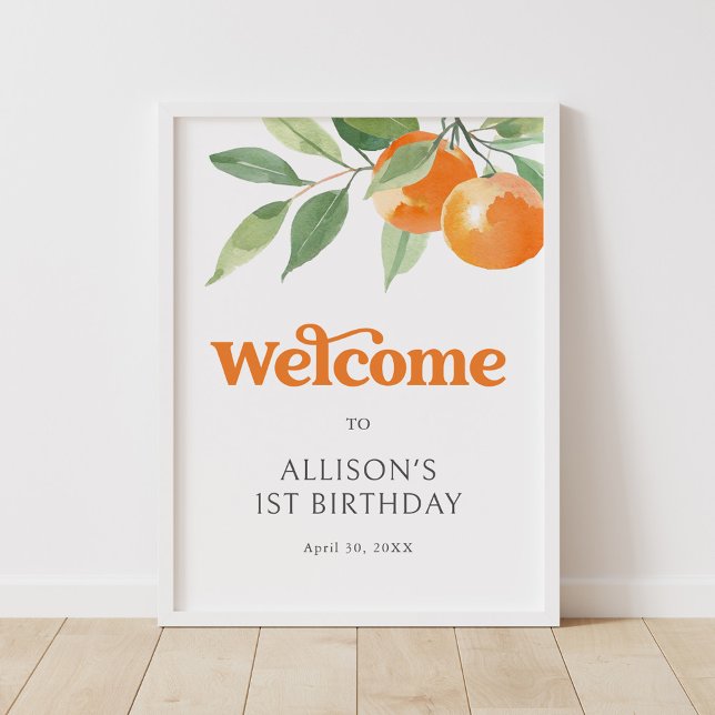 Little Cutie Orange Birthday Party Welcome Sign (Creator Uploaded)