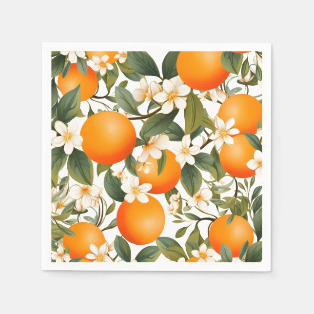 Little Cutie Orange Botanical Citrus Napkin (Front)