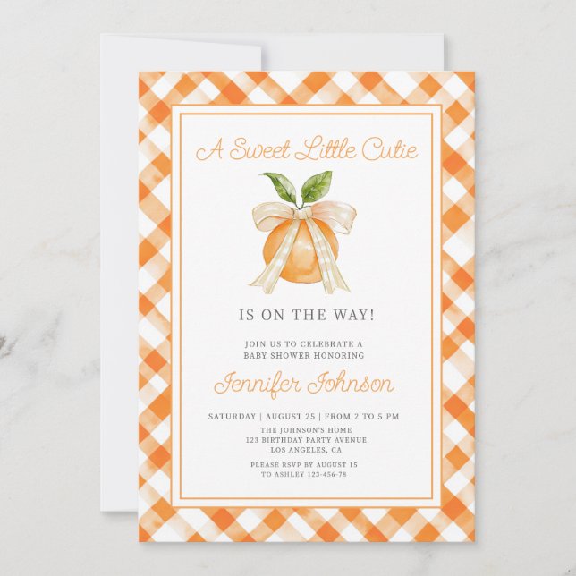 Little Cutie Orange Citrus 1st Birthday Invitation (Front)