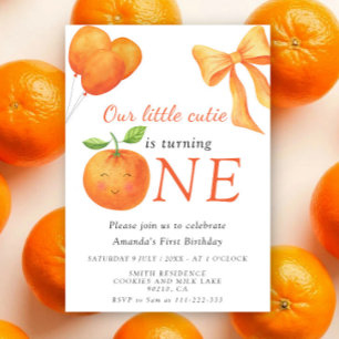 Little Cutie Orange Citrus 1st Birthday Invitation