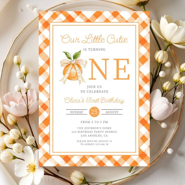Little Cutie Orange Citrus 1st Birthday Invitation (Little Cutie Orange Citrus 1st Birthday Invitation)