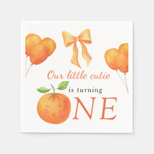 Little Cutie Orange Citrus 1st Birthday Napkin
