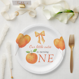 Little Cutie Orange Citrus 1st Birthday Paper Plate