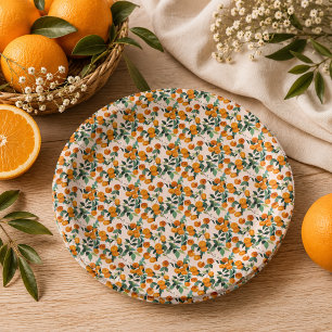 Little Cutie Orange Citrus 1st Birthday Paper Plate