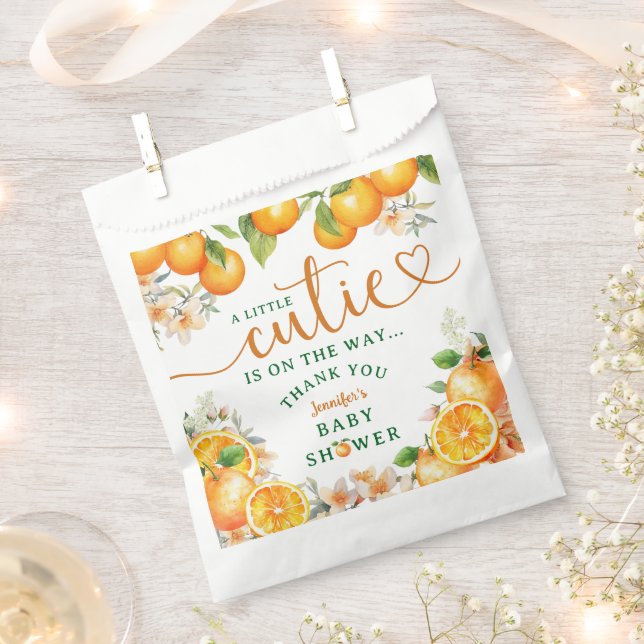 Little Cutie Orange Citrus Baby Shower Favour Bag (Clipped)