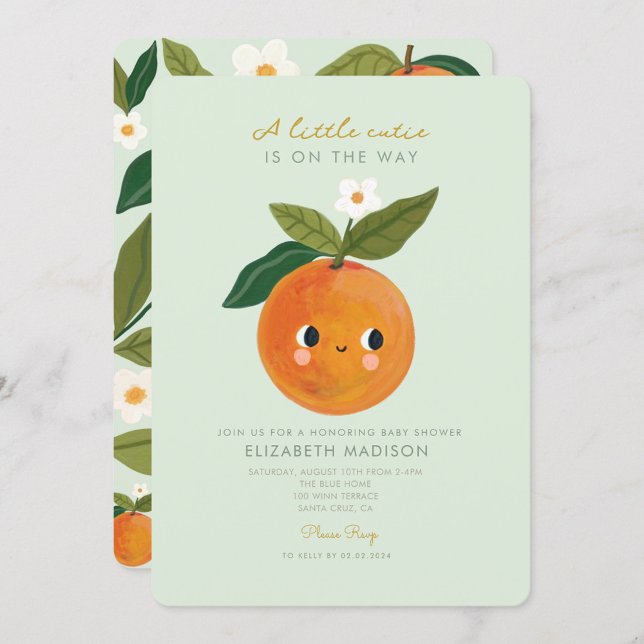 Little Cutie Orange Citrus  Baby Shower Invitation (Creator Uploaded)