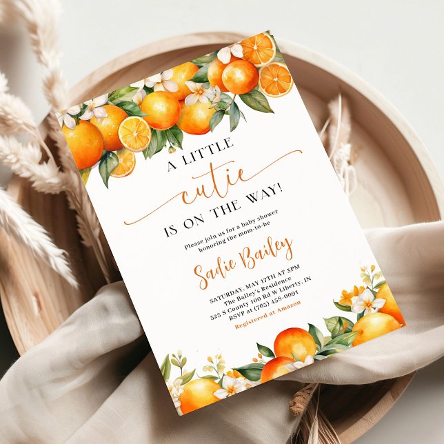 Little Cutie Orange Citrus Baby Shower Invitation (Creator Uploaded)