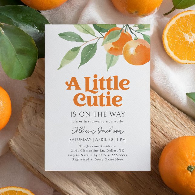 Little Cutie Orange Citrus Baby Shower Invitation (Creator Uploaded)