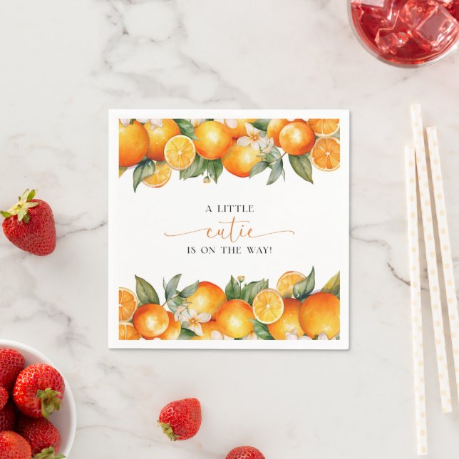 Little Cutie Orange Citrus Baby Shower Napkin (Insitu)