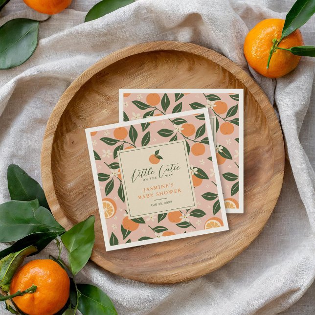 Little Cutie Orange Citrus Baby Shower Napkin (Creator Uploaded)