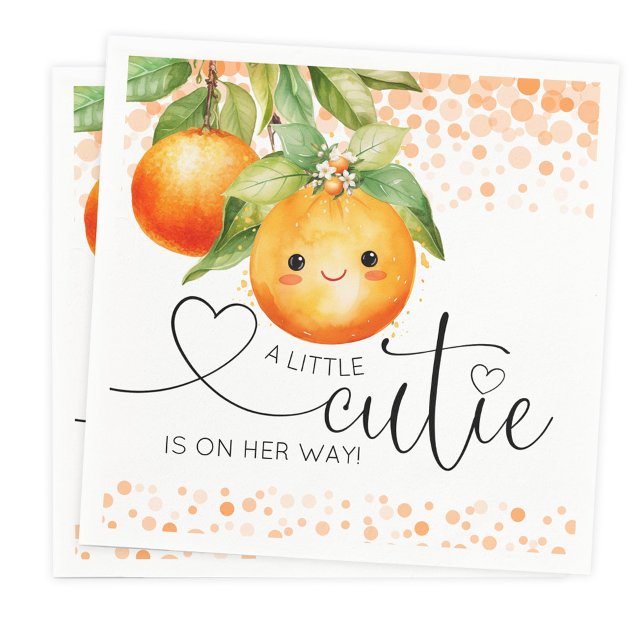 Little Cutie Orange Citrus Baby Shower Napkin (Sweet little cutie baby shower napkins.)