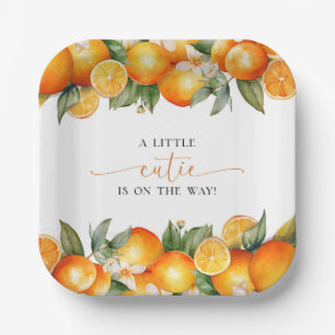 Little Cutie Orange Citrus Baby Shower Paper Plate