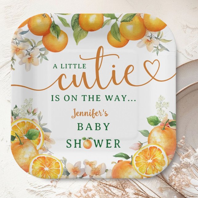 Little Cutie Orange Citrus Baby Shower  Paper Plate (Creator Uploaded)