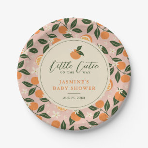 Little Cutie Orange Citrus Baby Shower Paper Plate