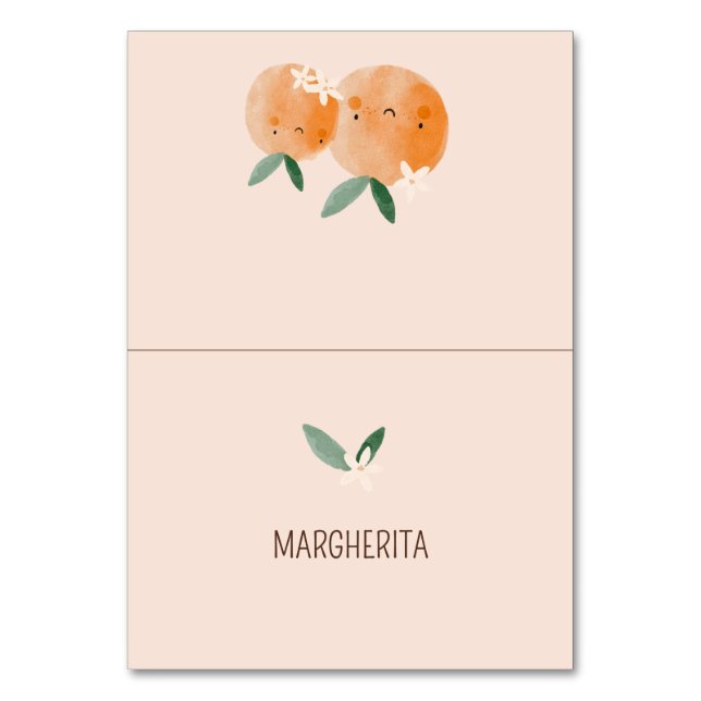 Little Cutie Orange Citrus Baby Shower Place Cards (Front)