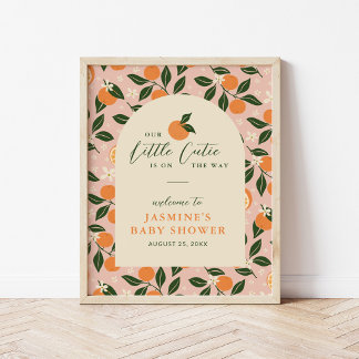 Little Cutie Orange Citrus Baby Shower Welcome Poster