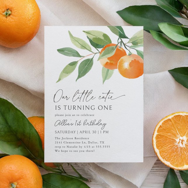 Little Cutie Orange Citrus Birthday Invitation (Creator Uploaded)